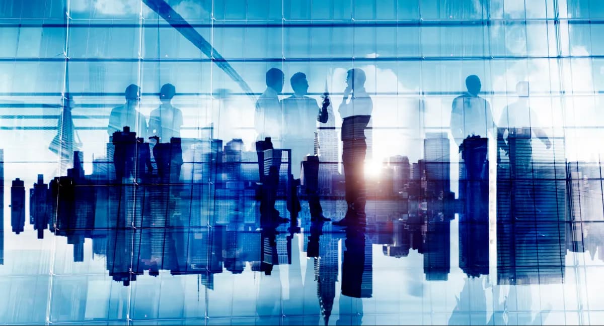 Corporate team collaborating