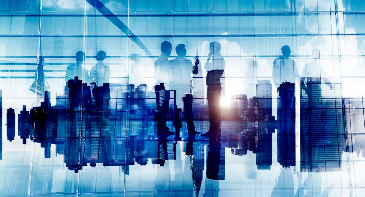 Corporate team collaborating